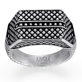 Magnetox X Kingka - Reptile - Zegel Ring - Mat Antiek Zilver - Roestvrij Staal – Mannen - 62mm