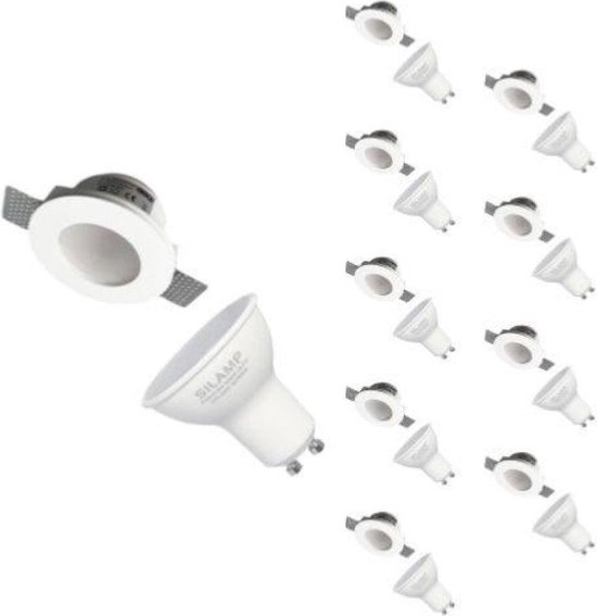 Spot GU10 Support Kit LED Round White Ø120mm + ondoorzichtig glas met LED-lamp 6W - Wit licht - Overig - wit - Unité - Wit Neutre 4000K - 5500K - SILUMEN