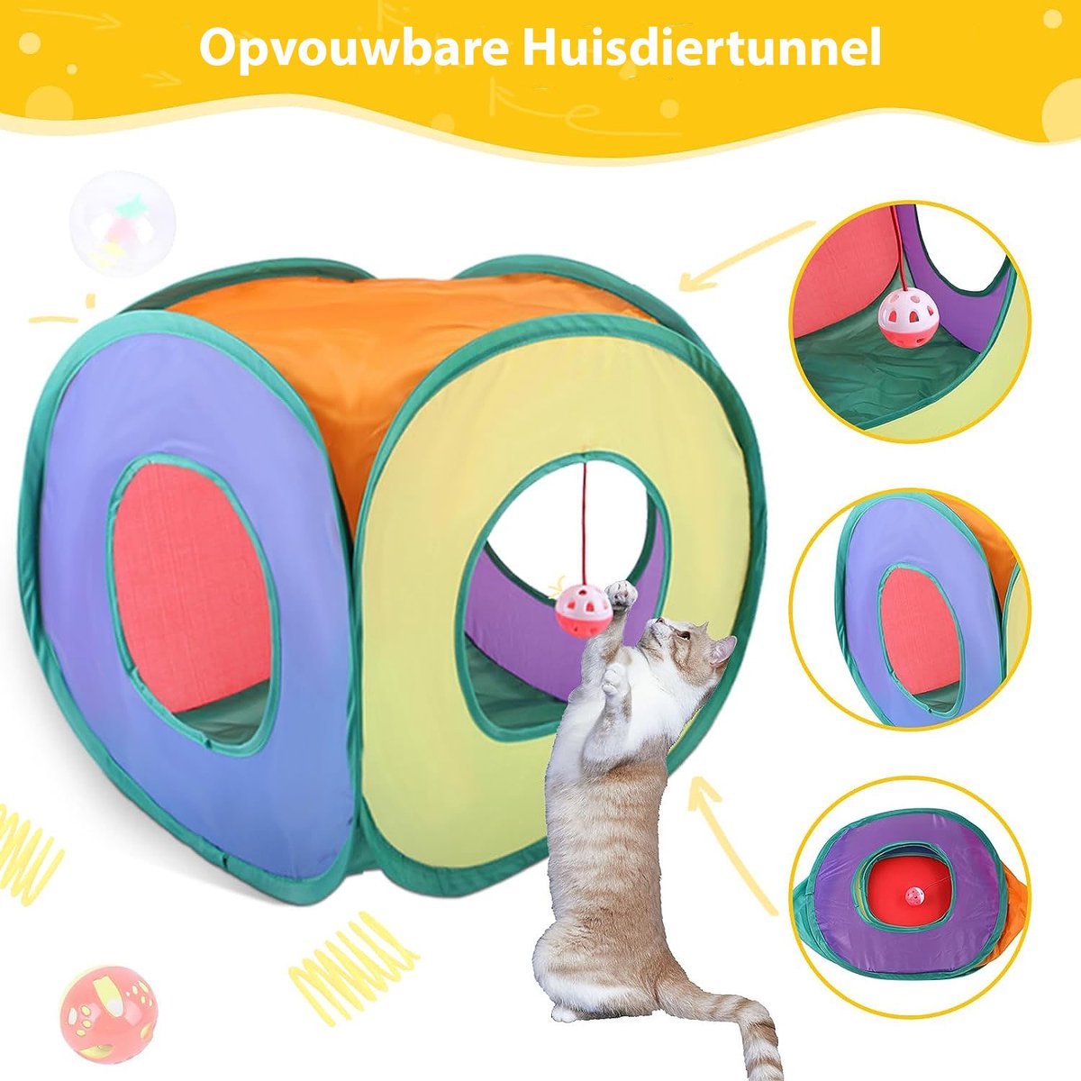 PETTOM Interactief Kattenspeelgoed, Automatische Gevederde Kattenspelletjes, Kitten Wervelend