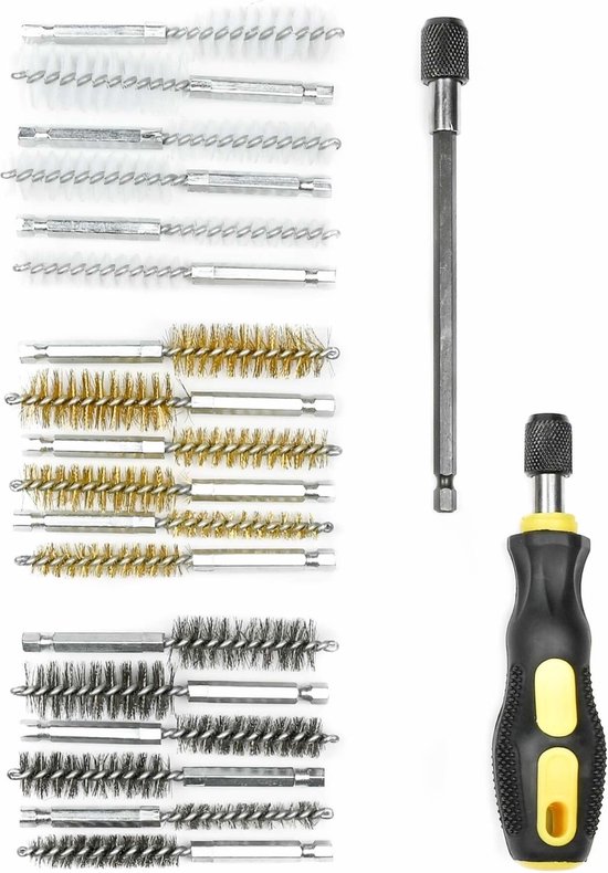 Hofftech Borstelset - Nylon, Staal en Messing - 18-delig - Verschillende Maten
