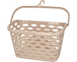 Plasticforte Wasknijpers ophang mandje aan haak - 26 x 15 x 21 cm - beige - kunststof