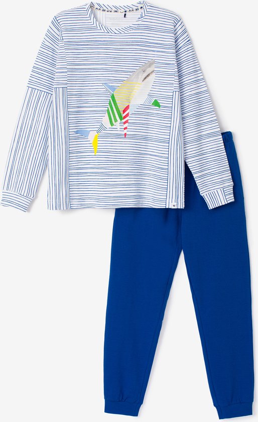 Woody X Anne Kurris pyjama jongens/heren - blauw - haai - 233-18-APB-Z/973 - maat L
