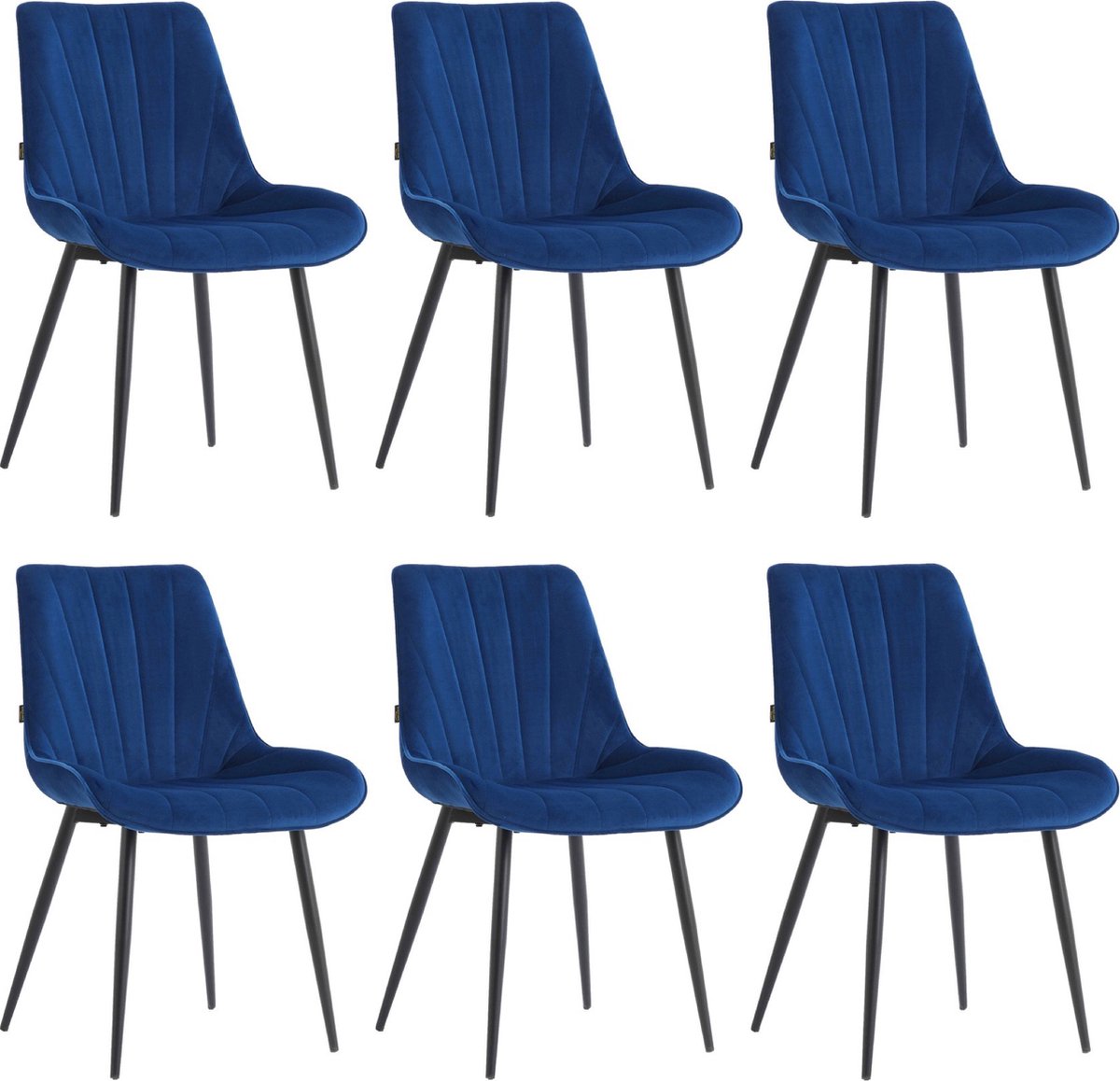 Colenis® - Lesedi Eetkamerstoel - Set Van 6 - Blauw - Velvet
