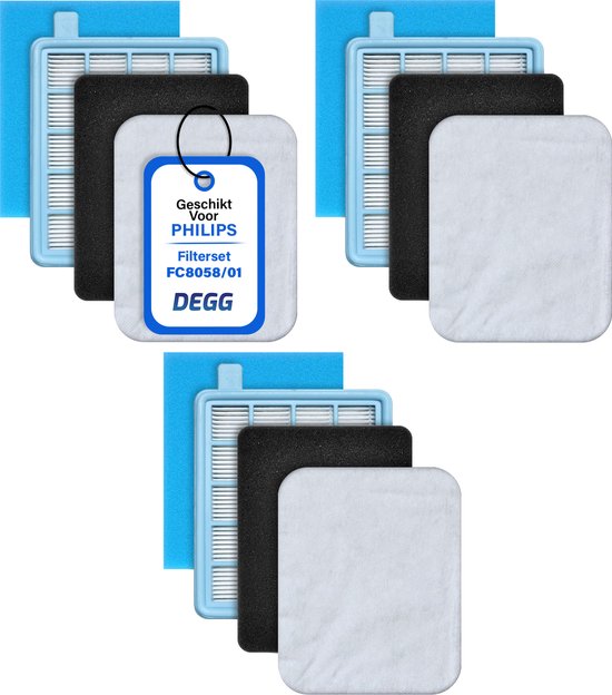 DEGG® - Hepa Filterset - Geschikt voor Philips PowerPro Compact, PowerPro Active Series - Vervangt FC8058/01 - Stofzuigerfilter - VOORDEELVERPAKKING - 3 SET(S)