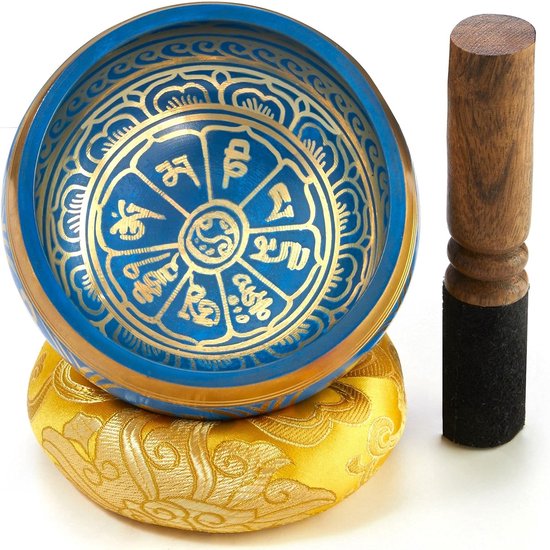 Große Tibetische Klangschale XXL 800g, 16cm. Set für Yoga Meditation Schule Gong