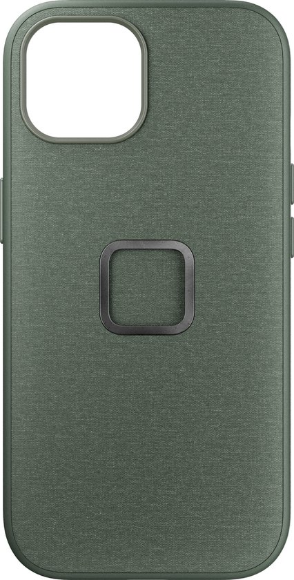 Groen Peak Design telefoonhoesje met een vierkant magnetisch anker in het midden.
