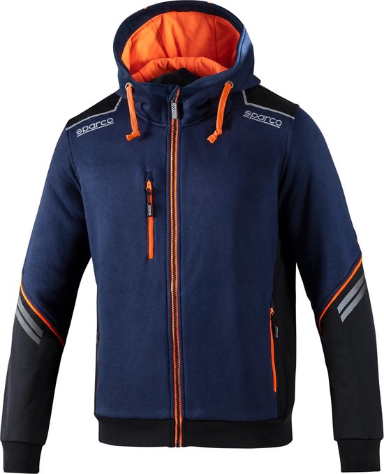 Foto: Sparco sparco vest colorado tech hooded full zip werkvest blauw oranje blauw 2xl