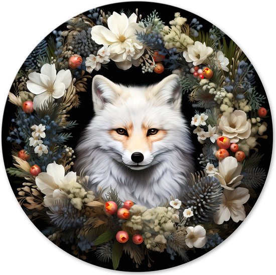 Graphic Message - Impression sur cercle - Renard - Cercle mural hiver automne - Fleurs de cercle mural
