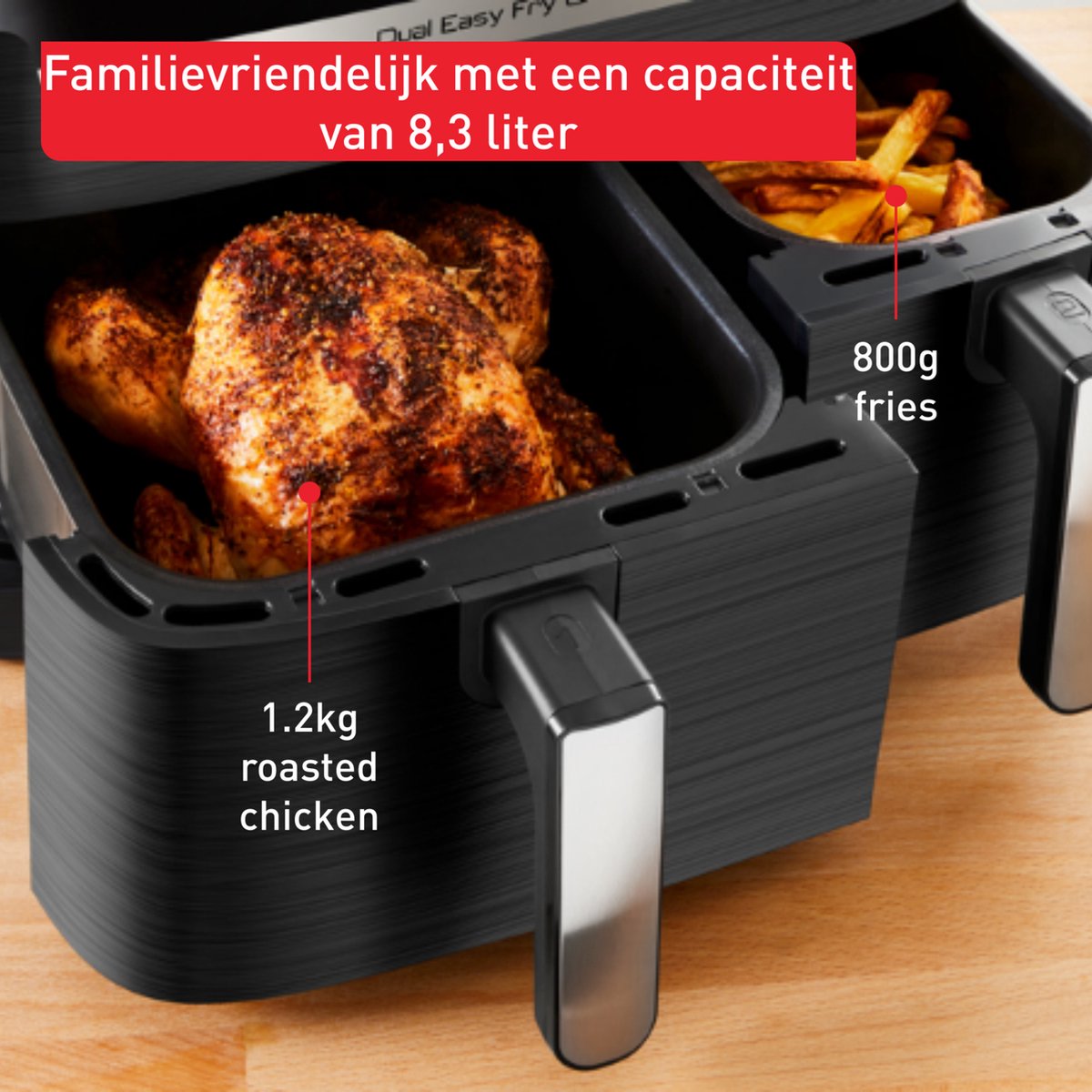 Tefal Easy Fry Dual XXL & Grill EY905B - Dubbele Airfryer - 8.3L - Dubbele Mand - Grillfunctie - XXL Capaciteit — afbeelding 5