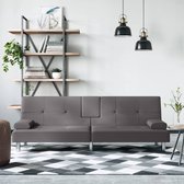 The Living Store Slaapbank Grijs - Comfortabele zitervaring - Verstelbare rugleuning - Praktisch ontwerp - Duurzaam kunstleer - Metalen voetjes | 200x89x70cm