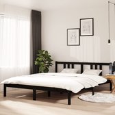 The Living Store Houten Bedframe - Zwart - 160 x 200 cm - Massief Grenenhout