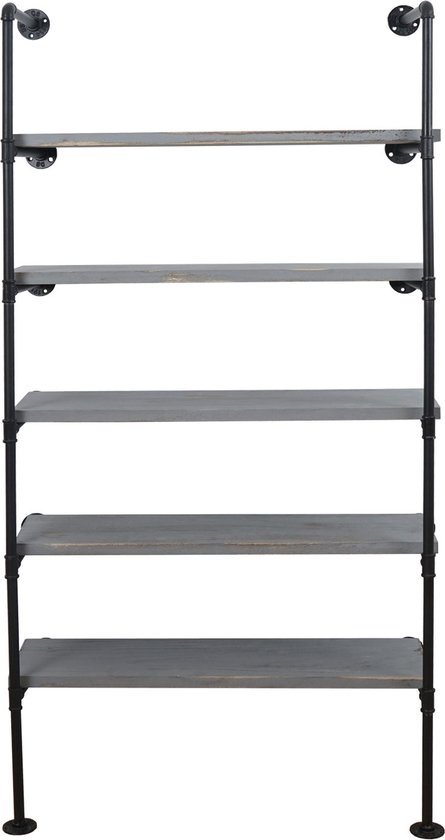 Staande plank MCW-C45, woonkamer plank boekenplank opbergrek, industrieel ontwerp hout metaal, 165x80x28cm ~ grijs