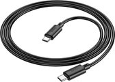 Hoco Oplader Geschikt voor Apple iPhone 15 Pro Max - Type C Kabel naar Type C (1 Meter) & Stekker (N27) - USB C Snel Lader 20W - Zwart