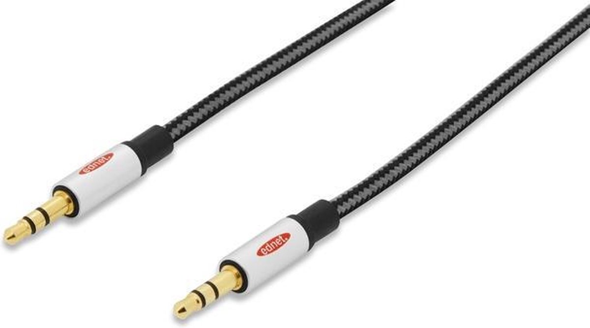 Ednet audio kabel stereo 3.5 mm 15 meter zwart en zilver