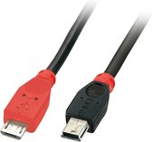 Lindy 31717 câble USB 0,5 m USB 2.0 Mini-USB B Micro-USB B Noir, Rouge