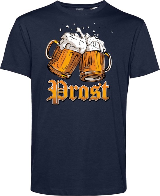 T-shirt Prost | Oktoberfest dames heren | Carnavalskleding heren dames | Foute party | Navy | maat S