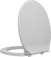 The Living Store Toiletbril - Ovaal - Polypropyleen - Lichtgrijs - 46 x 34 cm - Soft-close - Quick-release - Verstelbare breedte