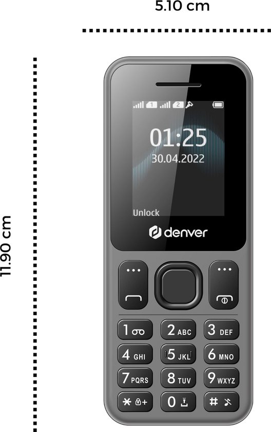 Denver Senior Phone Bluetooth - GSM avec Dual Sim - Téléphone portable  débloqué -... | bol