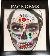 Halloween Glitters - Face en Body Opplak Steentjes - Multi kleur - Halloween Doodshoofd