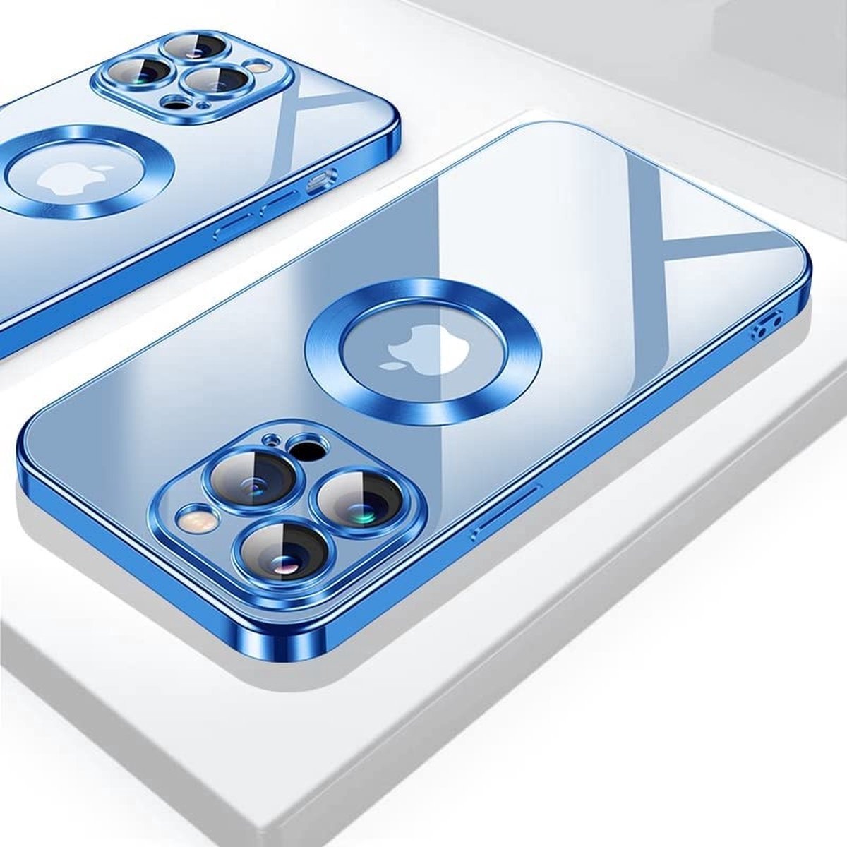 iPhone 15 Pro hoesje Magnetisch Met Lens beschermer – Transparant/Blauw - Magneet hoesje MagSafe voor iPhone 15 Pro