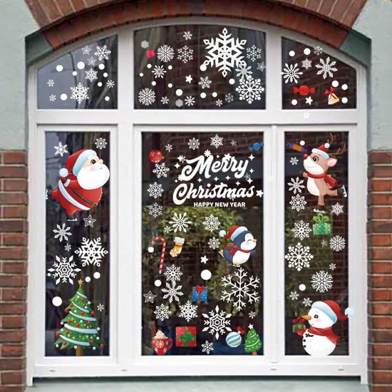 Raamafbeeldingen Kerstmis zelfklevende kerstdecoratie, 197 witte Raamafbeeldingen Kerstmis zelfklevende kerstdecoratie, 197 witte