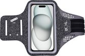 Hardloop telefoonhouder Geschikt voor iPhone 15 Plus - Sportarmband - Reflecterend -Ruimte voor sleutel - Zwart