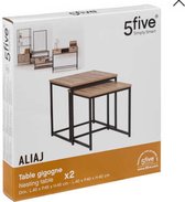 Five® - Bijzettafel - Set van 2 - Metalen onderstel - Houten tafelblad - 45 x 45 x 45 cm - Zwart & Bruin