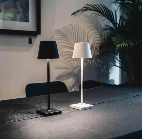Lichtendirect - Lampe de table LED - Rechargeable - Dimmable - Lampe tactile BLANC - Lampe de nuit - Lampe de bureau - 38CM - Sans fil -