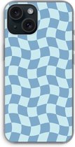 Case Company® - Hoesje geschikt voor iPhone 15 hoesje - Grid Blauw - Soft Cover Telefoonhoesje - Bescherming aan alle Kanten en Schermrand
