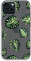 Case Company® - Hoesje geschikt voor iPhone 15 hoesje - Tropische bladeren - Soft Cover Telefoonhoesje - Bescherming aan alle Kanten en Schermrand