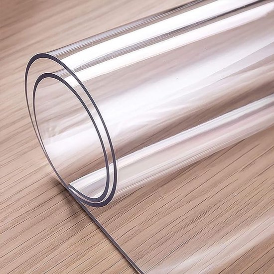 Protège-table rond transparent épaisseur 1,2 mm en toile cirée Ø 110 cm  transparent