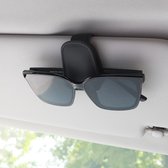 Zonnebrilhouder voor auto zonneklep, magnetische lederen brillenhanger clip voor auto zonneklep universele autovizier accessoires magnetische bril houder houder kaartclip (zwart)