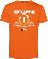 T-shirt GP Won & World Champion 2023 | Formule 1 fan | Max Verstappen / Red Bull racing supporter | Wereldkampioen | Oranje | maat L