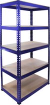 Q-rax Stellingkast - 90x50x183 cm - Blauw - 100% Boutloos - Draagkracht: 200 kg per plank - opbergrek metaal