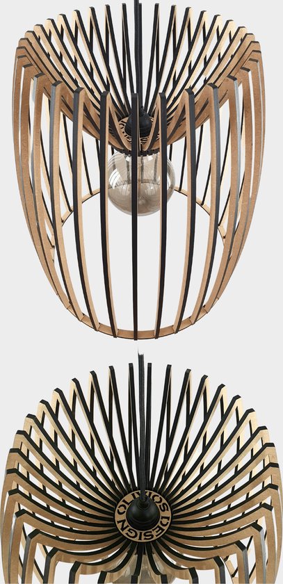 Olivios design hanglampen hanglamp hout barril 38x43cm gemaakt van 6mm dik MDF met matzwarte afwerking ontworpen en gemaakt door Olivios design