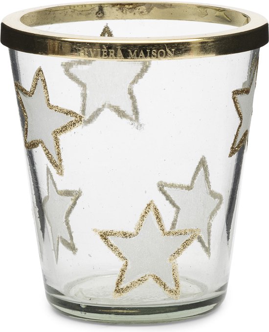 Riviera Maison Waxinelichthouder, Theelichthouder, Kaarsenhouder kerst - RM Golden Stars Votive S - goud