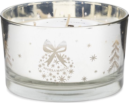 Riviera Maison Geurkaars, Rond, Kaarsenhouder kerst - Magical Christmas Scented Candle - zilver - Glas
