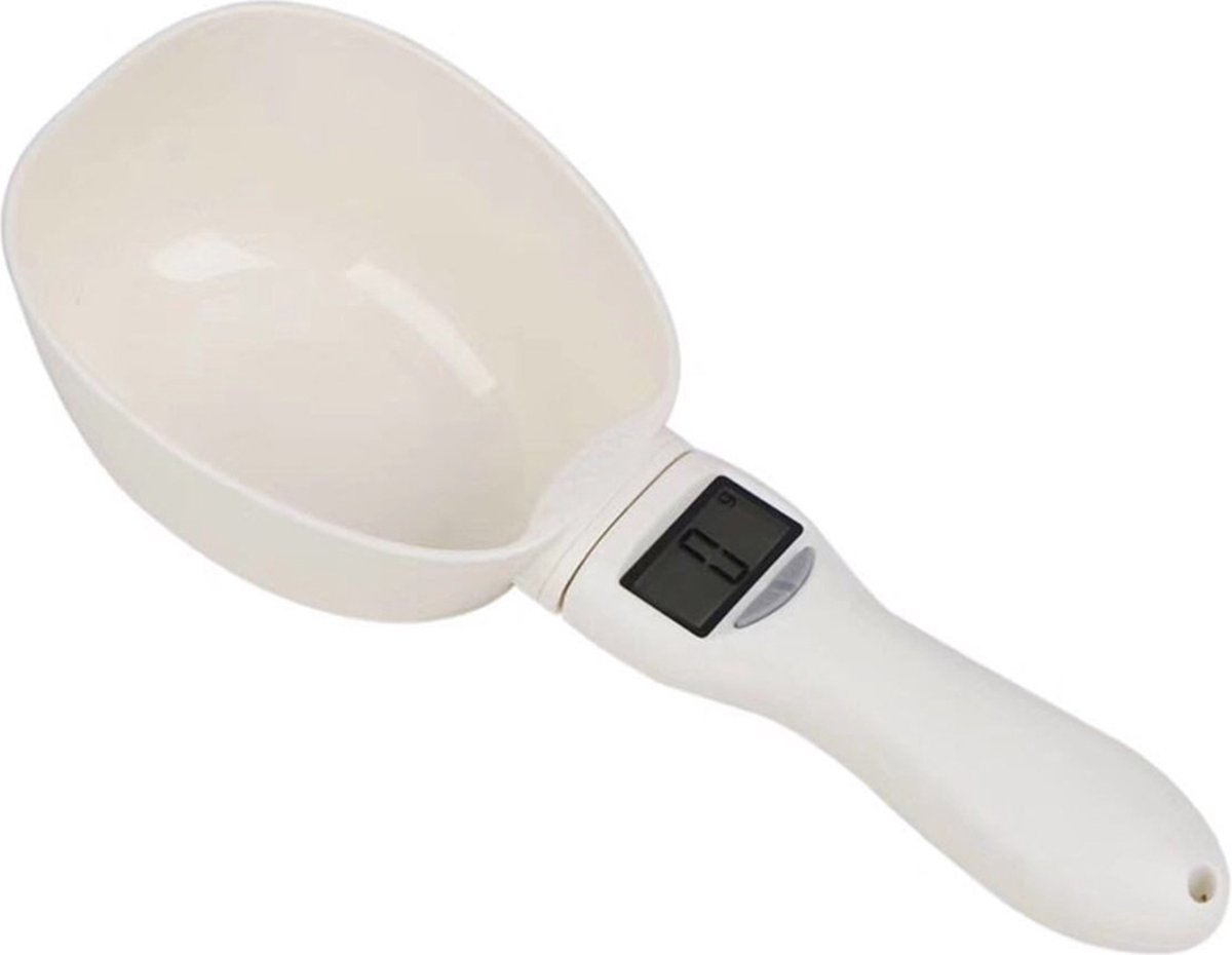 Digitale Huisdier Voedsel Weegschaal Cup met LED Display - Nauwkeurige Draagbare Keukenweegschaal en Lepel voor Honden en Katten voer - Voerbak Maatbeker voor Gezond Voeren - Batterij-Aangedreven - Kunststof - 15,5 cm