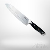 Couteau de chef Rhonin Santoku Couteau de cuisine professionnel en acier damassé japonais 7 pouces | Acier Damas VG-10 67 couches | Coupé à la main | Poignée ergonomique G10 | Aiguisé de longue durée