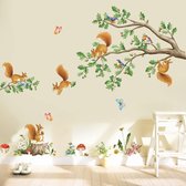 Muurstickers Bosdieren Eekhoorns Muurtattoo Dieren Bomen Muursticker Kinderkamer Babykamer Slaapkamer Wanddecoratie