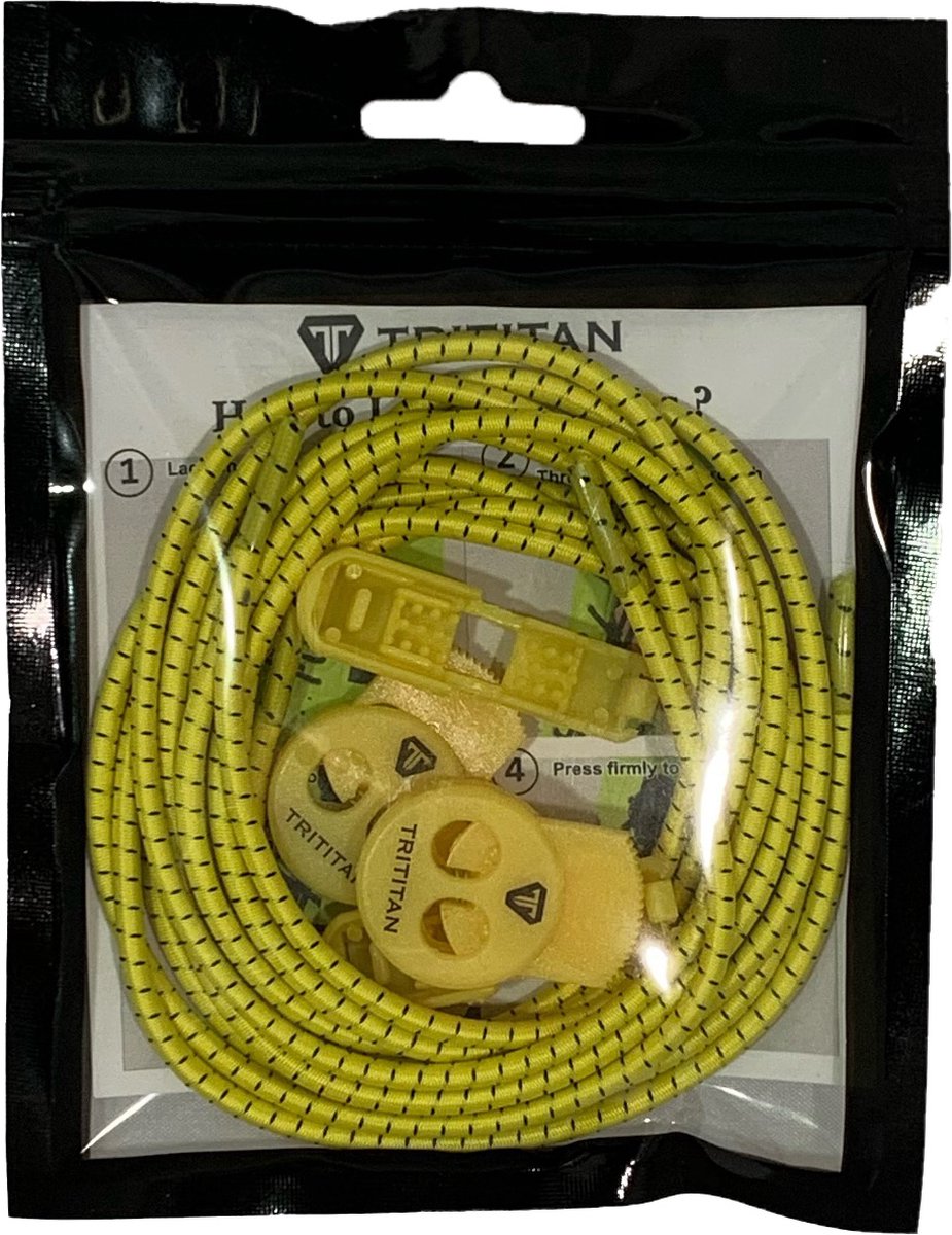 TriTiTan Triathlon Lock Laces - Elastische Snelveters - Yellow With White