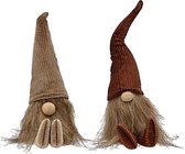 Kerst Gnome Kerst Gnoom corduroy 22 x 6 cm - Bruin - 2 Stuks