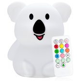 Sleepy Friends - Nachtlampje Kinderen - Koala - LED - 8 Kleuren - USB Oplaadbaar - Nachtlampje Baby - Incl. Afstandsbediening - Dimbaar - Nachtlampjes