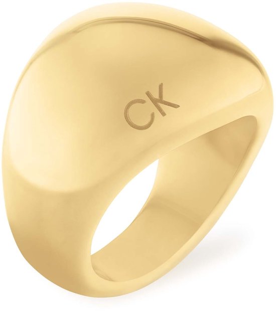 Calvin Klein CJ35000441B Dames Ring - Minimalistische ring - Sieraad - Staal - Goudkleurig - 26 mm breed