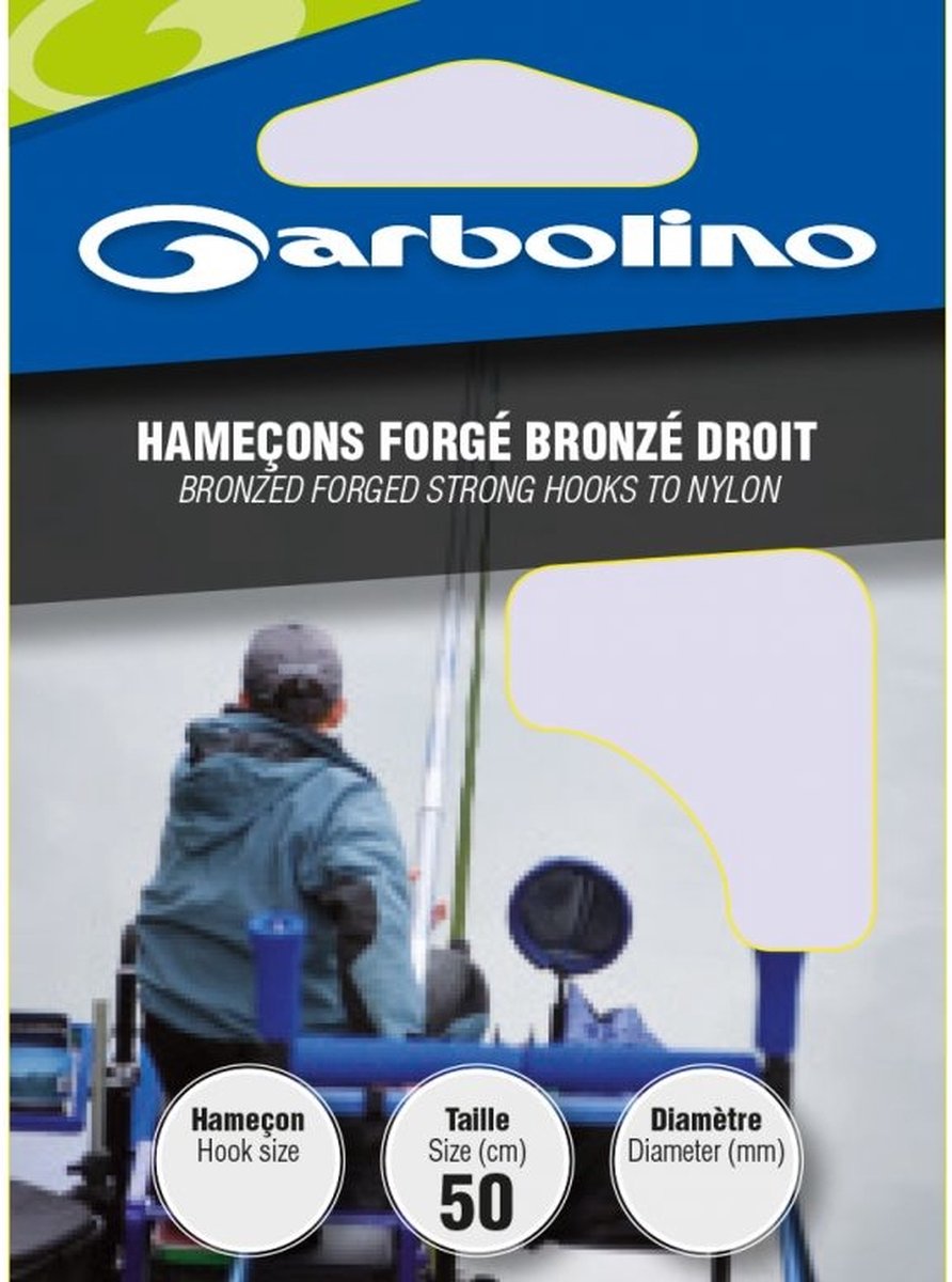 Garbolino Onderlijn Haak Brons Recht Spade End - Barbed 50cm (10 pcs) - Maat : Haak 18 - 0.10mm