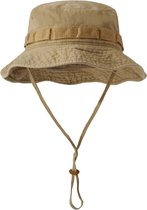 Safari Hoed Kind - 1 t/m 4 jaar - Maat 49/52 Leger Jungle Hoedje Vissershoed Bucket Hat - Bruin Beige