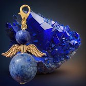 Beschermengel lapis lazuli Hanger Goud, tashanger, sleutelhanger, geluksengel, kerstengel, kersthanger, kerst ornament, kerst, cadeau, autodecoratie, geluksengel, bescherm engel, engel, edelsteen, spiritueel, babyshower