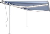 The Living Store Uitschuifbare Luifel - Polyester - 400 x 350 cm - Blauw/Wit