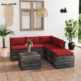 The Living Store Pallet Tuinset - Houten loungeset - Massief grenenhout - 60 x 60 x 71.5 cm - Wijnrood