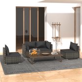 The Living Store Loungeset - Trendy - Tuinmeubelset - 70x70x60.5 cm - Grijs PE-rattan